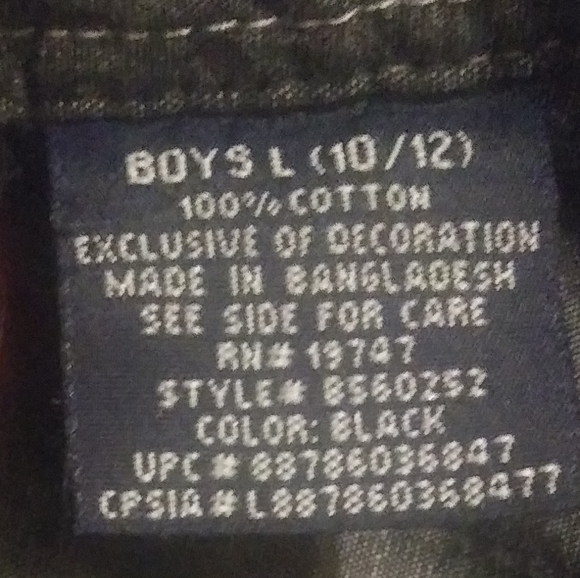 BOYS DARK GRAY WRANGLERS BUTTON UP SHIRT. - Picture 4 of 4